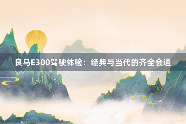 良马E300驾驶体验：经典与当代的齐全会通