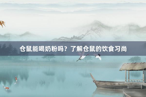 仓鼠能喝奶粉吗？了解仓鼠的饮食习尚